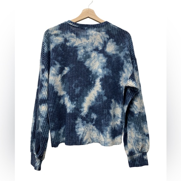 New! Abound waffle knit tie-dye hi-low sweater, white blue, size women's XS - Picture 3 of 7